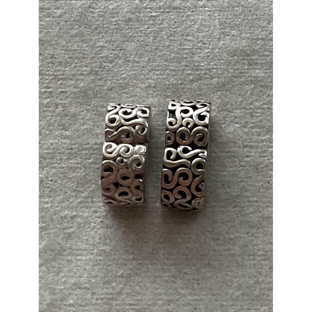 retired Pandora sterling silver "S" pattern swirl clip charm Lot Of 2 ALE 925